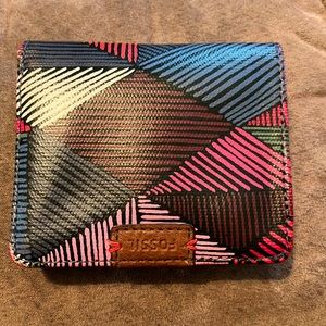 Fossil card case and ID holder, multi-colored.